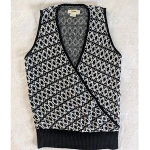 Anthropologie Maeve Black & White Surplice Sweater Vest Women's Sz Med Academia